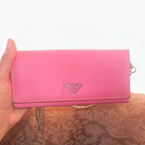 Prada Pink Clutch with Chain